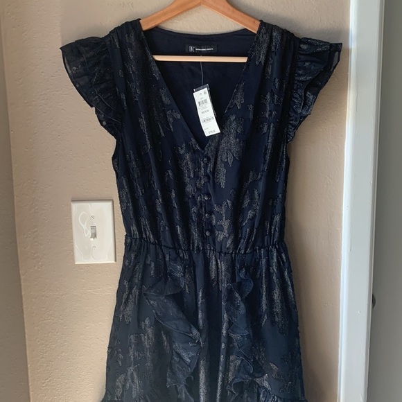 I.N.C. INTERNATIONAL CONCEPTS Ruffle Sleeve Sparkle Brit Prairie Dress - Picture 5 of 13